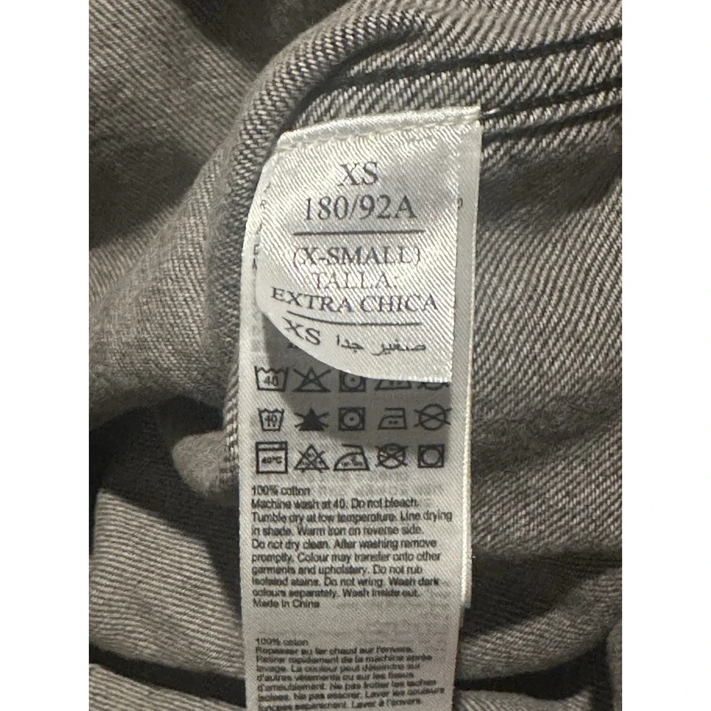 Allsaints Men's XS/S Black Denim Snap Button Shacket Trucker Distressed Frayed